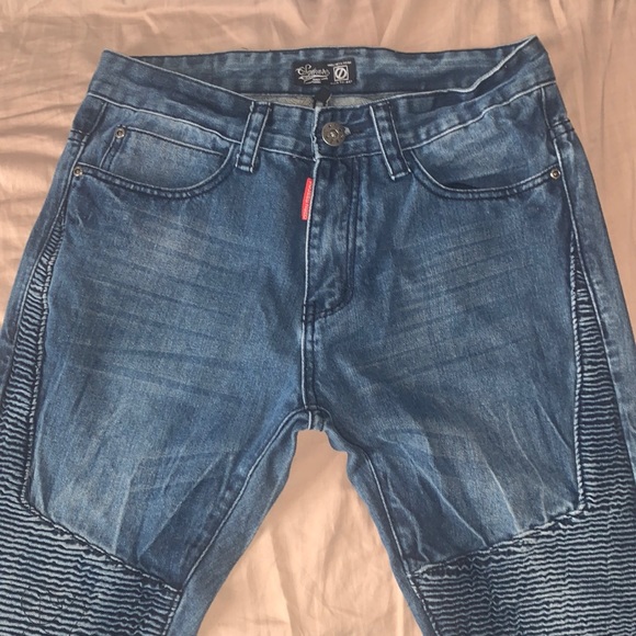 Square Zero Mens Denim Jeans Light Wash Motorcycle Style Slightly Worn Size 30 - Picture 1 of 6